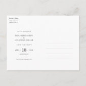 Invitation Carte Postale Simple Elegant Photo moderne Enregistrer la date M (Dos)