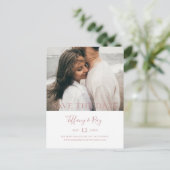 Invitation Carte Postale Simple Elegant Rose Gold Photo Enregistrer La Date (Debout devant)