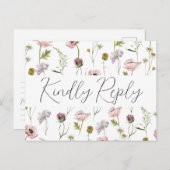 Invitation Carte Postale Simple Fleur sauvage Boho Jardin Mariage RSVP (Devant / Derrière)