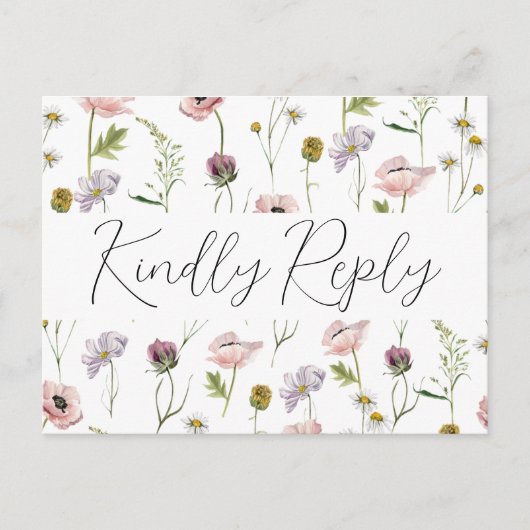 Invitation Carte Postale Simple Fleur sauvage Boho Jardin Mariage RSVP (Devant)