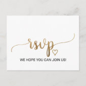 Invitation Carte Postale Simple Gold Calligraphie Demande de chanson RSVP C (Devant)