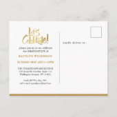 Invitation Carte Postale Simple Gold Modern 4 Photo Collage Graduation (Dos)
