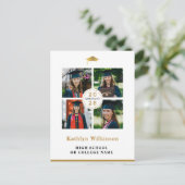 Invitation Carte Postale Simple Gold Modern 4 Photo Collage Graduation (Debout devant)