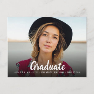 Invitation Carte Postale Simple Gras Graduation Typographie Photo Invitatio