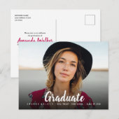 Invitation Carte Postale Simple Gras Graduation Typographie Photo Invitatio (Devant / Derrière)