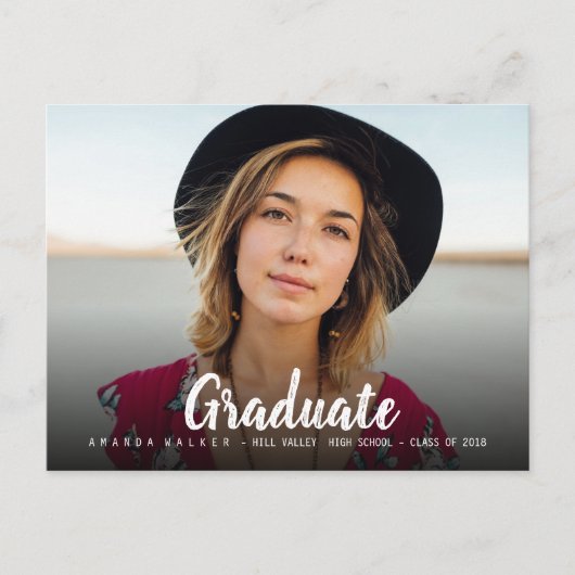 Invitation Carte Postale Simple Gras Graduation Typographie Photo Invitatio (Devant)