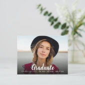 Invitation Carte Postale Simple Gras Graduation Typographie Photo Invitatio (Debout devant)