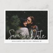 Invitation Carte Postale Simple Modern Script Photo Enregistrer le Mariage (Devant)