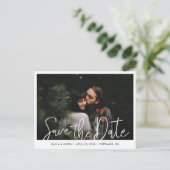 Invitation Carte Postale Simple Modern Script Photo Enregistrer le Mariage (Debout devant)