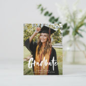 Invitation Carte Postale Simple Moderne Calligraphie Photo Graduation (Debout devant)