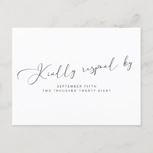 Invitation Carte Postale Simple Moderne Calligraphie RSVP Noir et Blanc
