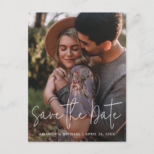 Invitation Carte Postale Simple moderne photo mariage complet Enregistrer l (Devant)