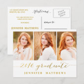 Invitation Carte Postale Simple Photo Collage 2016 Graduation Party (Devant / Derrière)