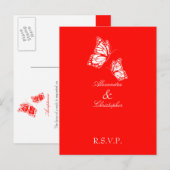 Invitation Carte Postale Simple Red Butterfly RSVP (Devant / Derrière)