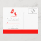 Invitation Carte Postale Simple Red Butterfly RSVP (Dos)