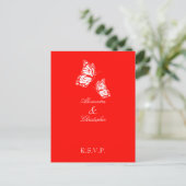 Invitation Carte Postale Simple Red Butterfly RSVP (Debout devant)