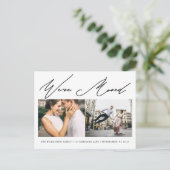 Invitation Carte Postale Simple Script Deux photos Changement d'adresse mod (Debout devant)