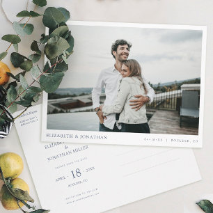 Invitation Carte Postale Simple style moderne photo mariage Enregistrer la
