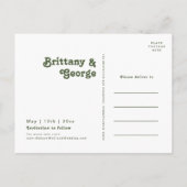 Invitation Carte Postale Simples vibrations rétro | Olive Green Enregistrer (Dos)