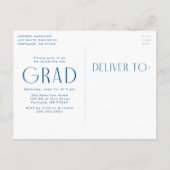 Invitation Carte Postale Simplicité moderne Blue Photo Graduation Party (Dos)