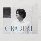 Invitation Carte Postale Simplicité moderne Blue Photo Graduation Party (Devant)