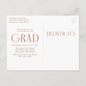 Invitation Carte Postale Simplicité moderne rouille 3 Photo Graduation Part (Dos)