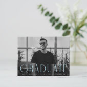 Invitation Carte Postale Simplicité moderne Sky Blue Photo Graduation Party (Debout devant)