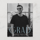 Invitation Carte Postale Simplicité moderne Sky Blue Photo Graduation Party (Devant)