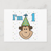 Invitation Carte Postale Singe dans le Casquette du Parti 1er Anniversaire  (Devant)