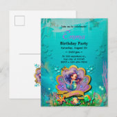 Invitation Carte Postale Sirène, Coquillage, Amis Animaux Marins, Récif de  (Devant / Derrière)