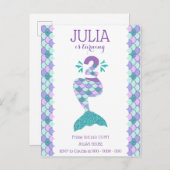 Invitation Carte Postale Sirène d'anniversaire Sirène Numéro 2 (Devant / Derrière)