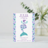 Invitation Carte Postale Sirène d'anniversaire Sirène Numéro 5 (Debout devant)