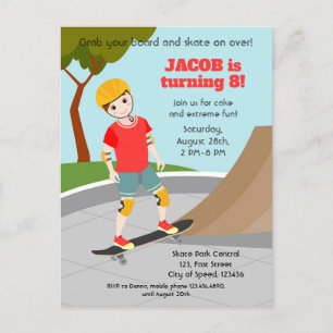 Invitation Carte Postale Skate Park Fun Boy Fête d'anniversaire