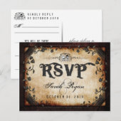 Invitation Carte Postale Skeletons d'Halloween gothiques Brown correspondan (Devant / Derrière)