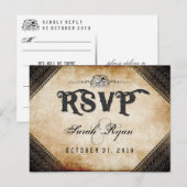 Invitation Carte Postale Skeletons d'Halloween gothiques Brown correspondan (Devant / Derrière)