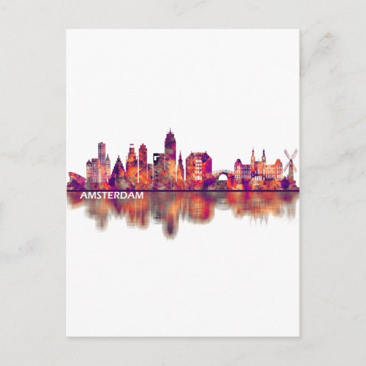 Invitation Carte Postale Skyline d'Amsterdam (Devant)