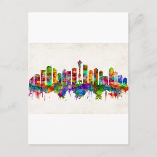 Invitation Carte Postale Skyline de Seattle (Devant)