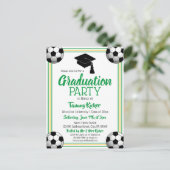 Invitation Carte Postale Soccer Green & Gold Graduation Party (Debout devant)