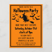 Invitation Carte Postale Soirée costumée de sorcière Halloween (Devant)