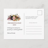 Invitation Carte Postale Soirée d'Action d'Amabilité Dîner d'Action de Grâc (Dos)