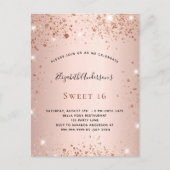 Invitation Carte Postale Soirée d'anniversaire de parties scintillant en or (Devant)