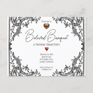 Invitation Carte Postale Soirée de Banquet de Saint Valentin