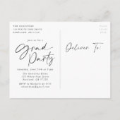 Invitation Carte Postale Soirée de graduation de la photo de script élégant (Dos)