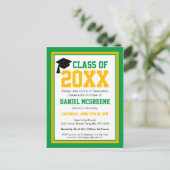 Invitation Carte Postale Soirée de graduation verte et d'or (Debout devant)