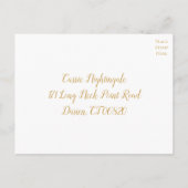 Invitation Carte Postale Soirée de mariage pour Glam RSVP Gold & White (Dos)