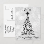 Invitation Carte Postale Soirée de Noël noir blanc moderne (Devant / Derrière)
