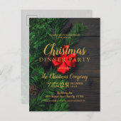 Invitation Carte Postale Soirée de Noël Rustique Gold (Devant / Derrière)