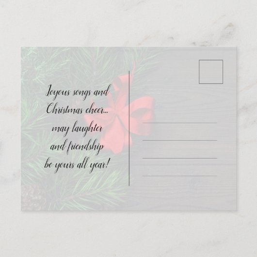 Invitation Carte Postale Soirée de Noël Rustique Gold (Dos)