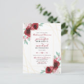 Invitation Carte Postale Soirée de répétition florale Rose Merlot Glam (Debout devant)