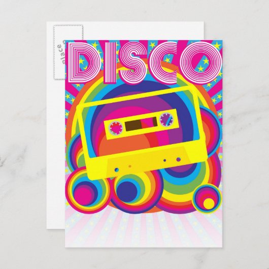 Invitation Carte Postale Soirée disco (Devant / Derrière)